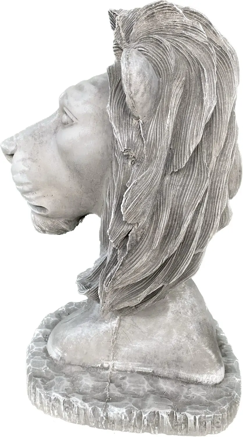 Artikelbild 3 des Artikels “Cormac - Löwenkopf auf Sockel, 45cm H | Steinguss “